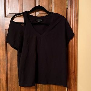 Sanctuary T shirt cut out sleeve Black